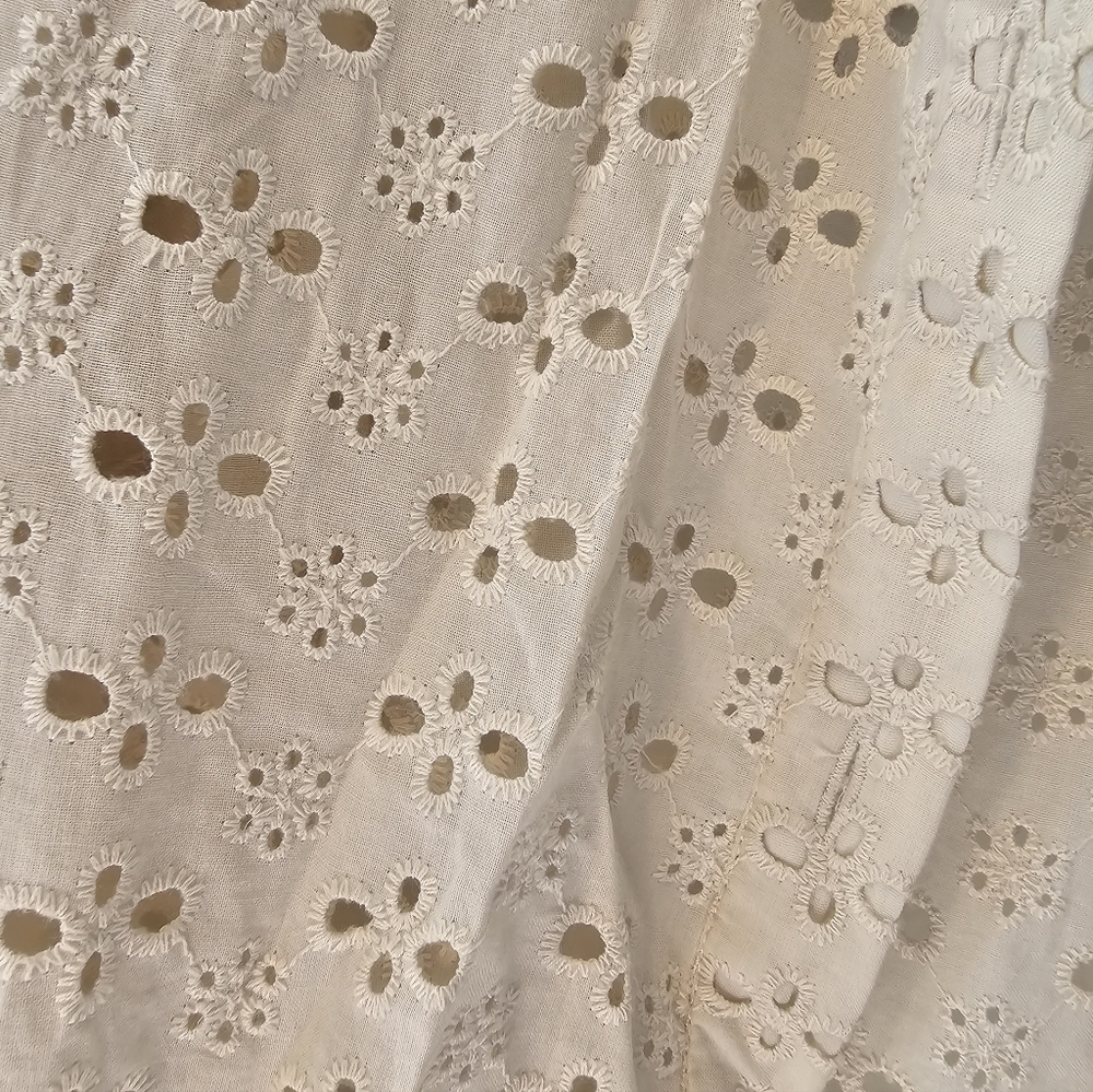 Maurices Eyelet Lace Button Down Shirt Womens XS Cream Boho Cottagecore - Picture 4 of 5